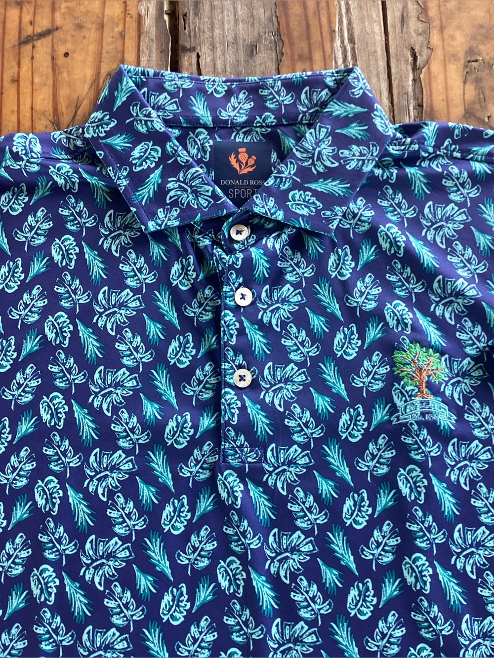 Donald Ross Sport Men’s Navy Blue Tropical Print Polo golf size L